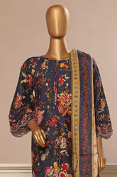 Bin Saeed Stitched 3 Piece Exclusive Emb Lawn Vol-03 Collection-WC-1706-Blue